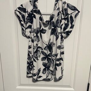 INC International Concepts Black and White off shoulder blouse  medium